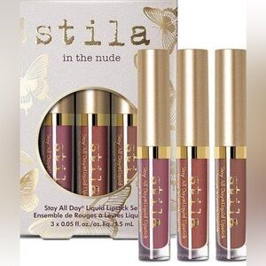 Stila In The Nude Mini Liquid Lipstick Trio-Patina-Nudo Shimmer-Sogno